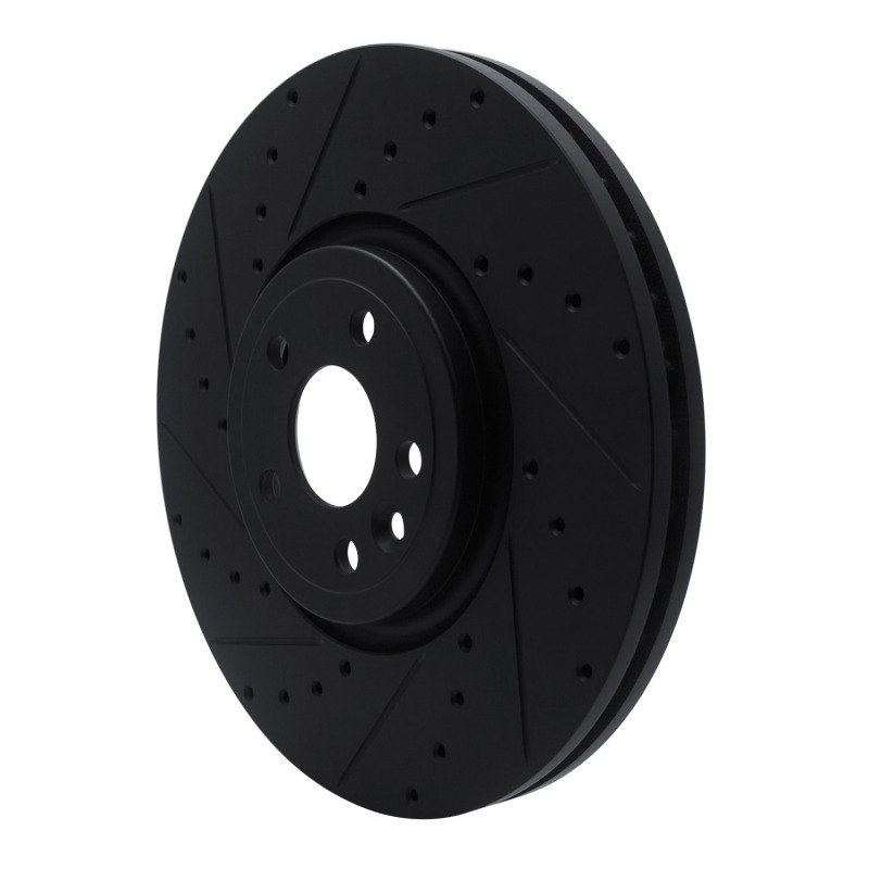 Jaguar F-Pace Brake Rotor (1) - Front Left - R1 Concepts - Drilled & Slotted - Black - `17-`20